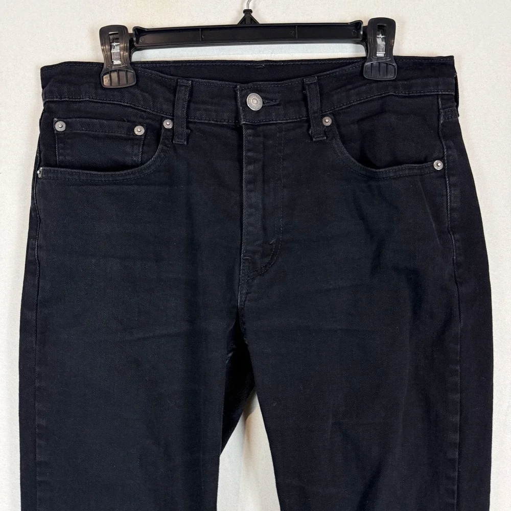 Levi's 514 Jeans Mens 32x32 Black Dark Wash Regular Straight Stretch Denim